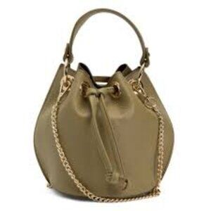 Anna Paola Small Bucket Bag Italian Leather Green NWT Made in Italy
